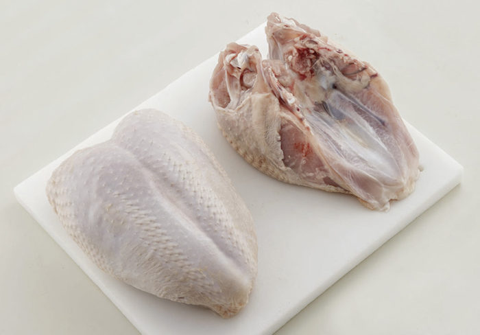Chicken breast with skin and bone
